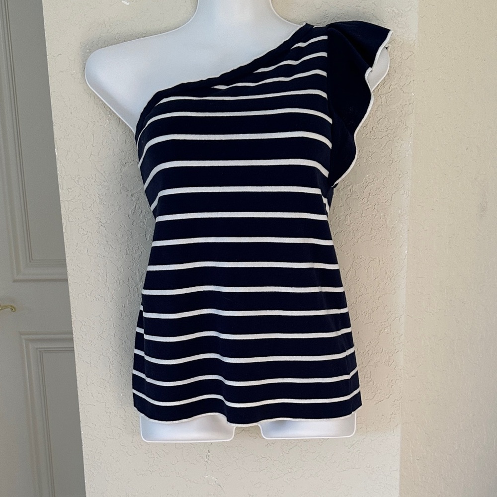 Lilly Pulitzer New Navy Striped One-Shoulder Top